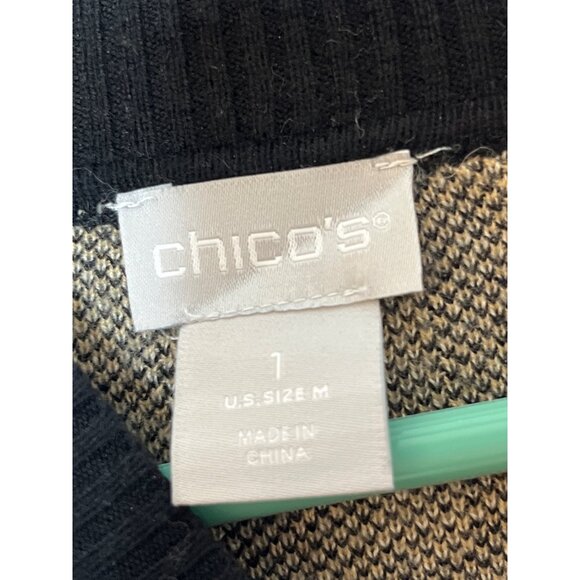 Chico's Leopard Print Mock Neck Sweater Tunic Side Button‎ Detail Size 1/ Medium - Picture 5 of 8